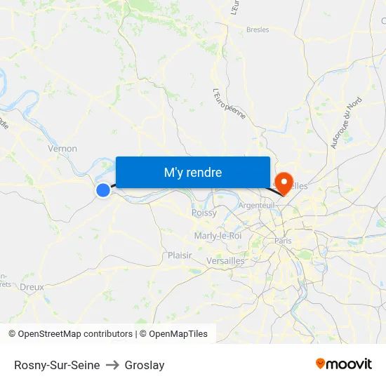 Rosny-Sur-Seine to Groslay map