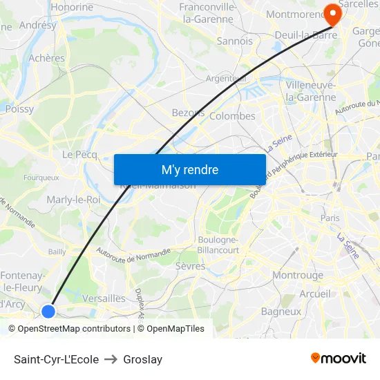 Saint-Cyr-L'Ecole to Groslay map