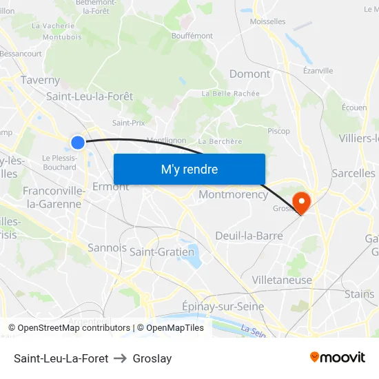 Saint-Leu-La-Foret to Groslay map
