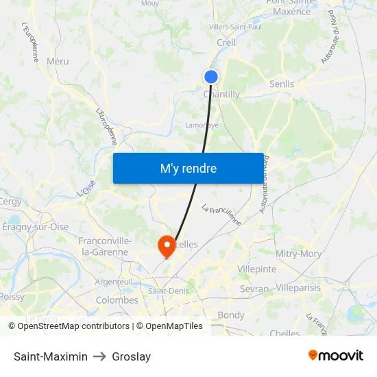 Saint-Maximin to Groslay map