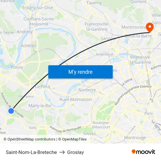Saint-Nom-La-Breteche to Groslay map
