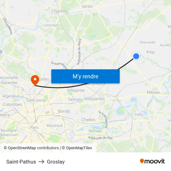 Saint-Pathus to Groslay map