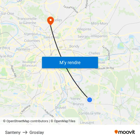 Santeny to Groslay map