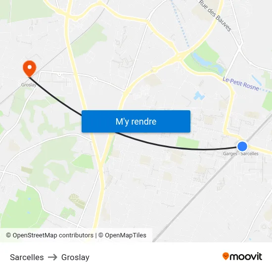 Sarcelles to Groslay map