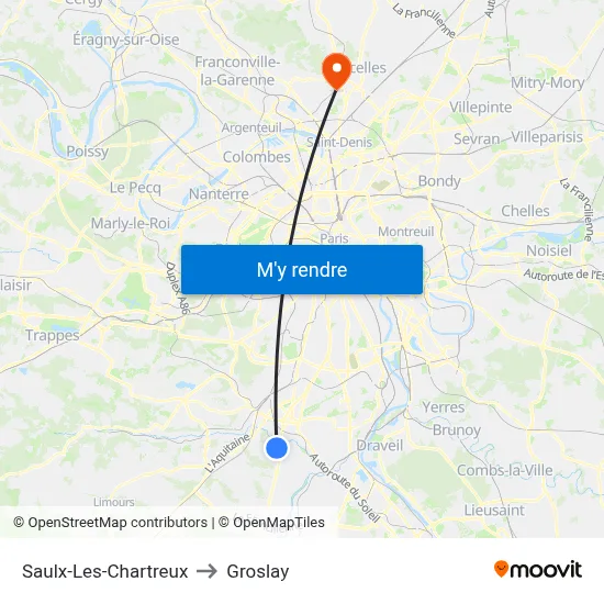 Saulx-Les-Chartreux to Groslay map