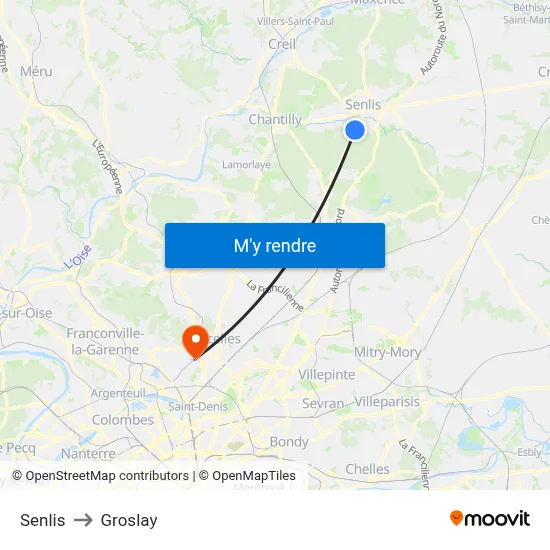 Senlis to Groslay map