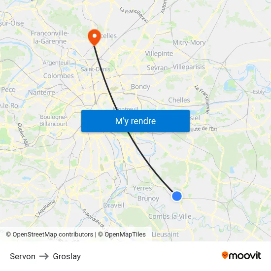 Servon to Groslay map