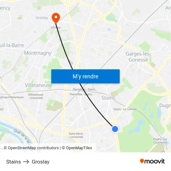 Stains to Groslay map