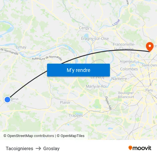 Tacoignieres to Groslay map