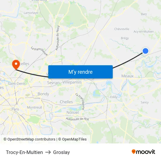 Trocy-En-Multien to Groslay map