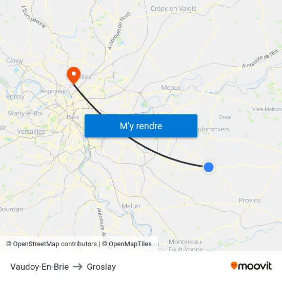 Vaudoy-En-Brie to Groslay map
