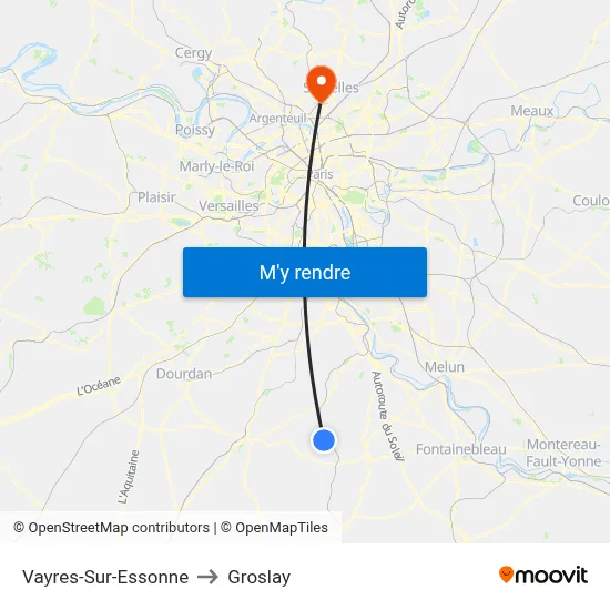 Vayres-Sur-Essonne to Groslay map