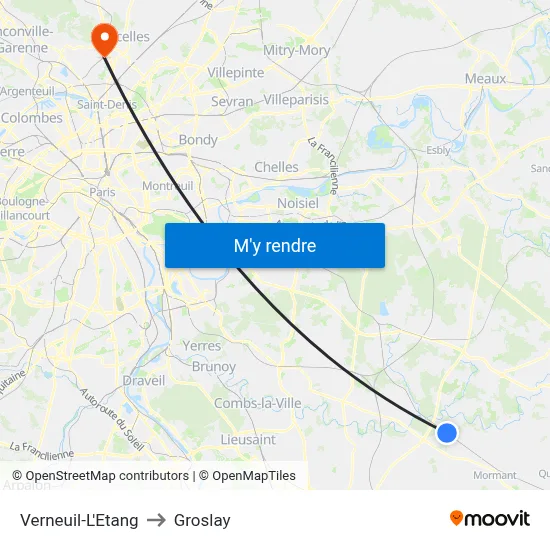 Verneuil-L'Etang to Groslay map