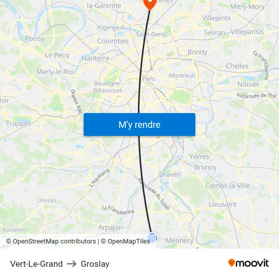 Vert-Le-Grand to Groslay map