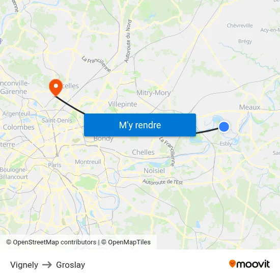 Vignely to Groslay map