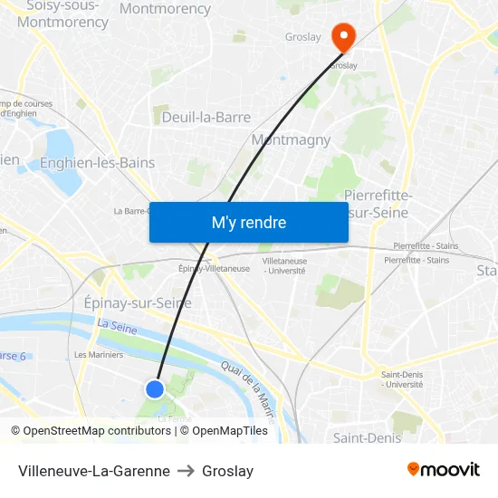 Villeneuve-La-Garenne to Groslay map