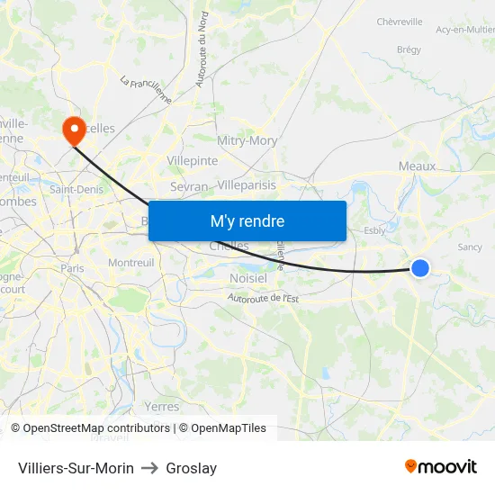 Villiers-Sur-Morin to Groslay map