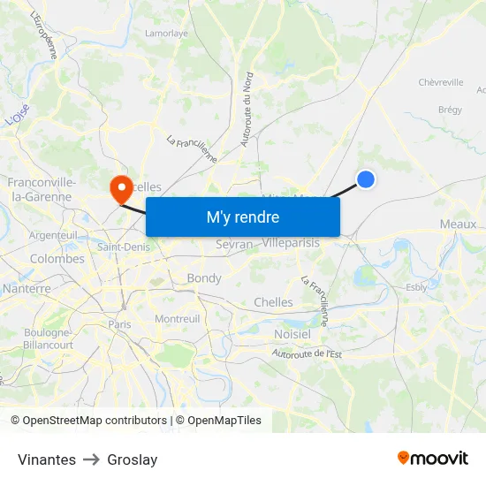 Vinantes to Groslay map