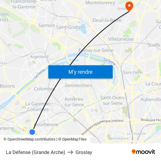 La Défense (Grande Arche) to Groslay map