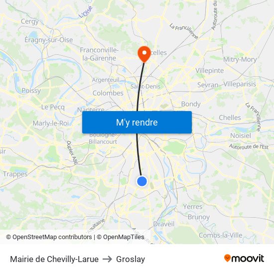 Mairie de Chevilly-Larue to Groslay map