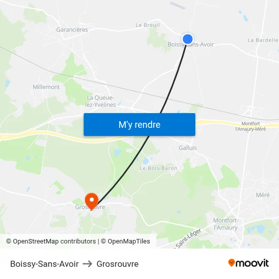 Boissy-Sans-Avoir to Grosrouvre map