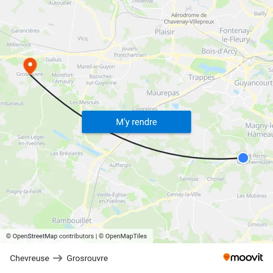 Chevreuse to Grosrouvre map