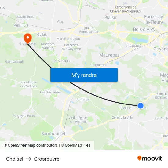Choisel to Grosrouvre map
