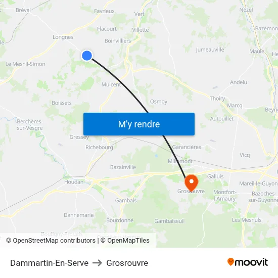 Dammartin-En-Serve to Grosrouvre map