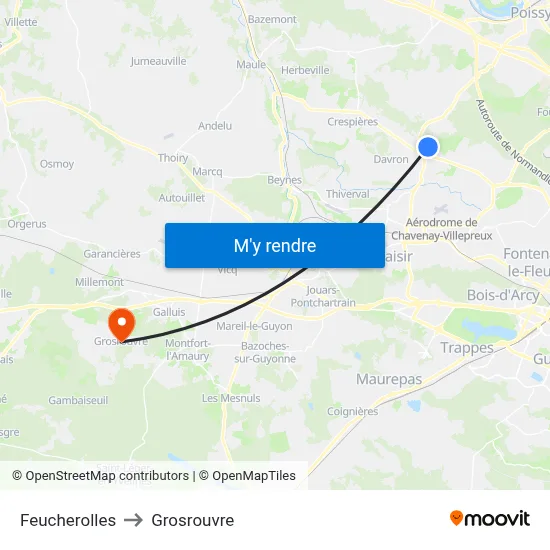 Feucherolles to Grosrouvre map