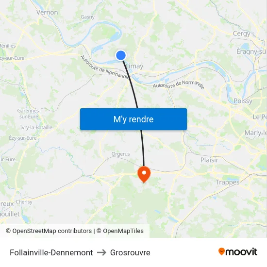 Follainville-Dennemont to Grosrouvre map