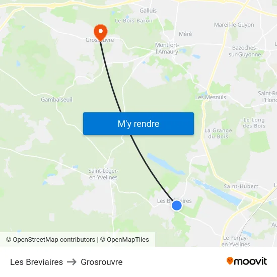 Les Breviaires to Grosrouvre map