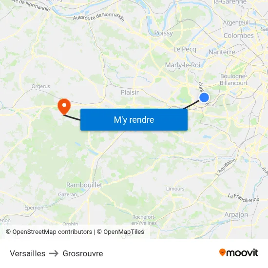 Versailles to Grosrouvre map