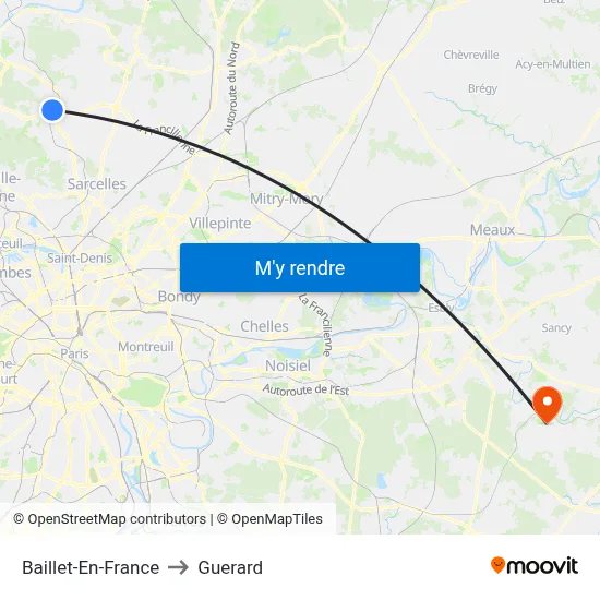 Baillet-En-France to Guerard map