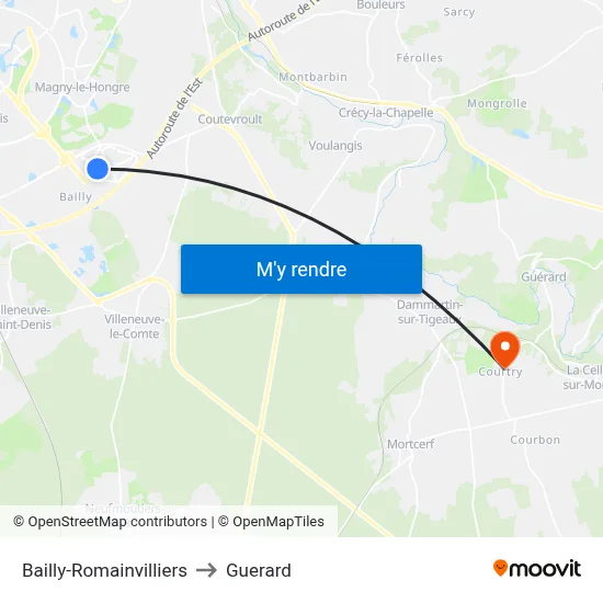 Bailly-Romainvilliers to Guerard map