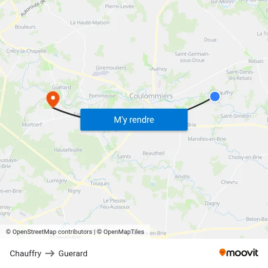 Chauffry to Guerard map