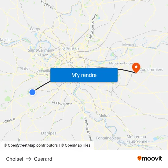 Choisel to Guerard map