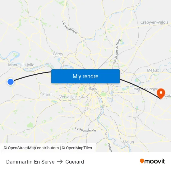 Dammartin-En-Serve to Guerard map