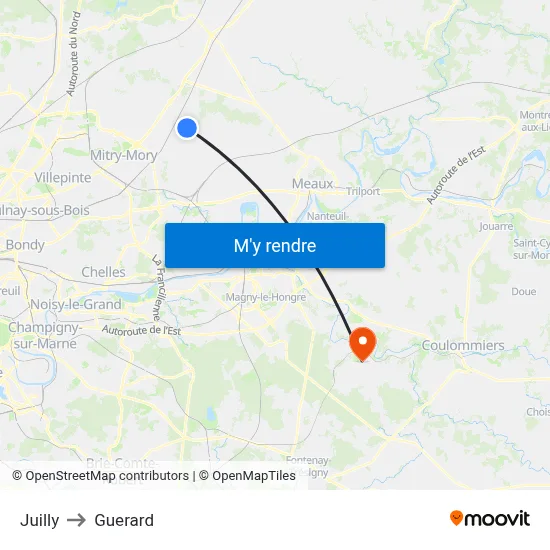 Juilly to Guerard map