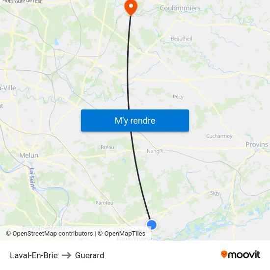 Laval-En-Brie to Guerard map