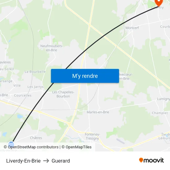 Liverdy-En-Brie to Guerard map