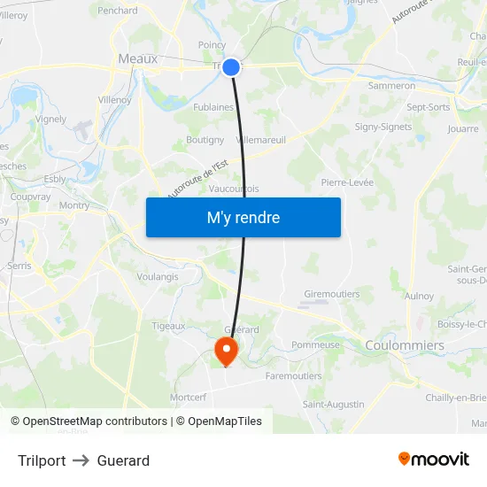 Trilport to Guerard map