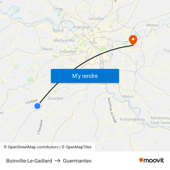 Boinville-Le-Gaillard to Guermantes map