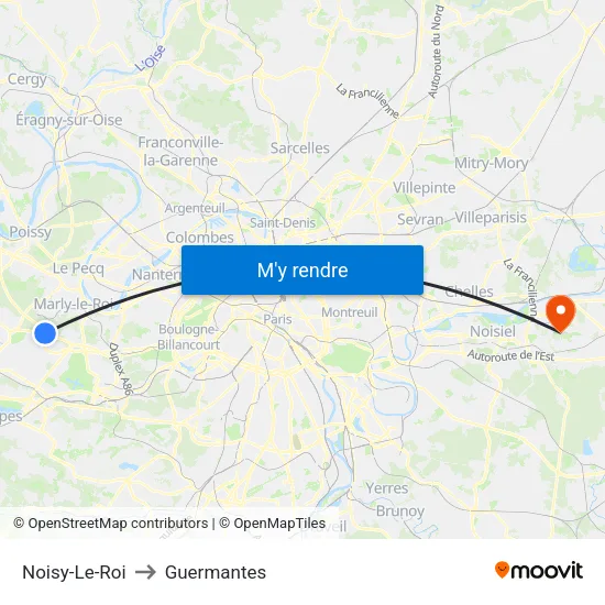 Noisy-Le-Roi to Guermantes map