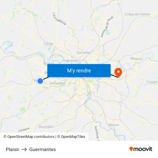 Plaisir to Guermantes map