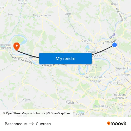 Bessancourt to Guernes map