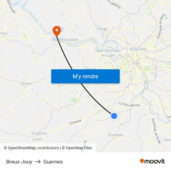 Breux-Jouy to Guernes map