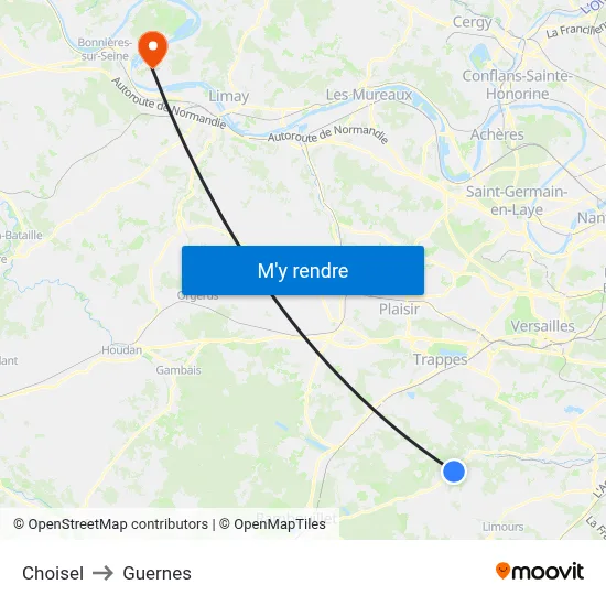 Choisel to Guernes map