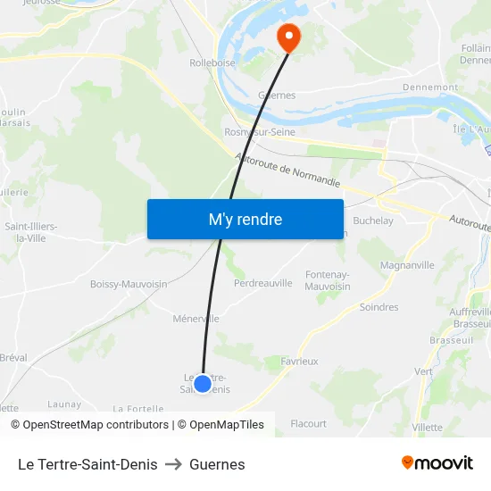 Le Tertre-Saint-Denis to Guernes map