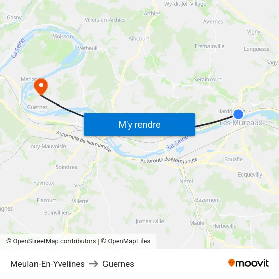 Meulan-En-Yvelines to Guernes map