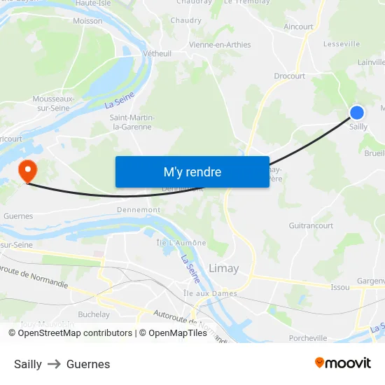 Sailly to Guernes map